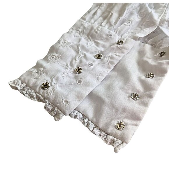 Handmade Vtg 70s Cottage Victorian Eyelet Broderie Anglaise Zip Blouse Size S/M - Picture 5 of 10